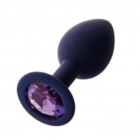 Анальная пробка с кристаллом Gamma, цвет Черничный + фиолетовый кристалл  (CORE) (S)